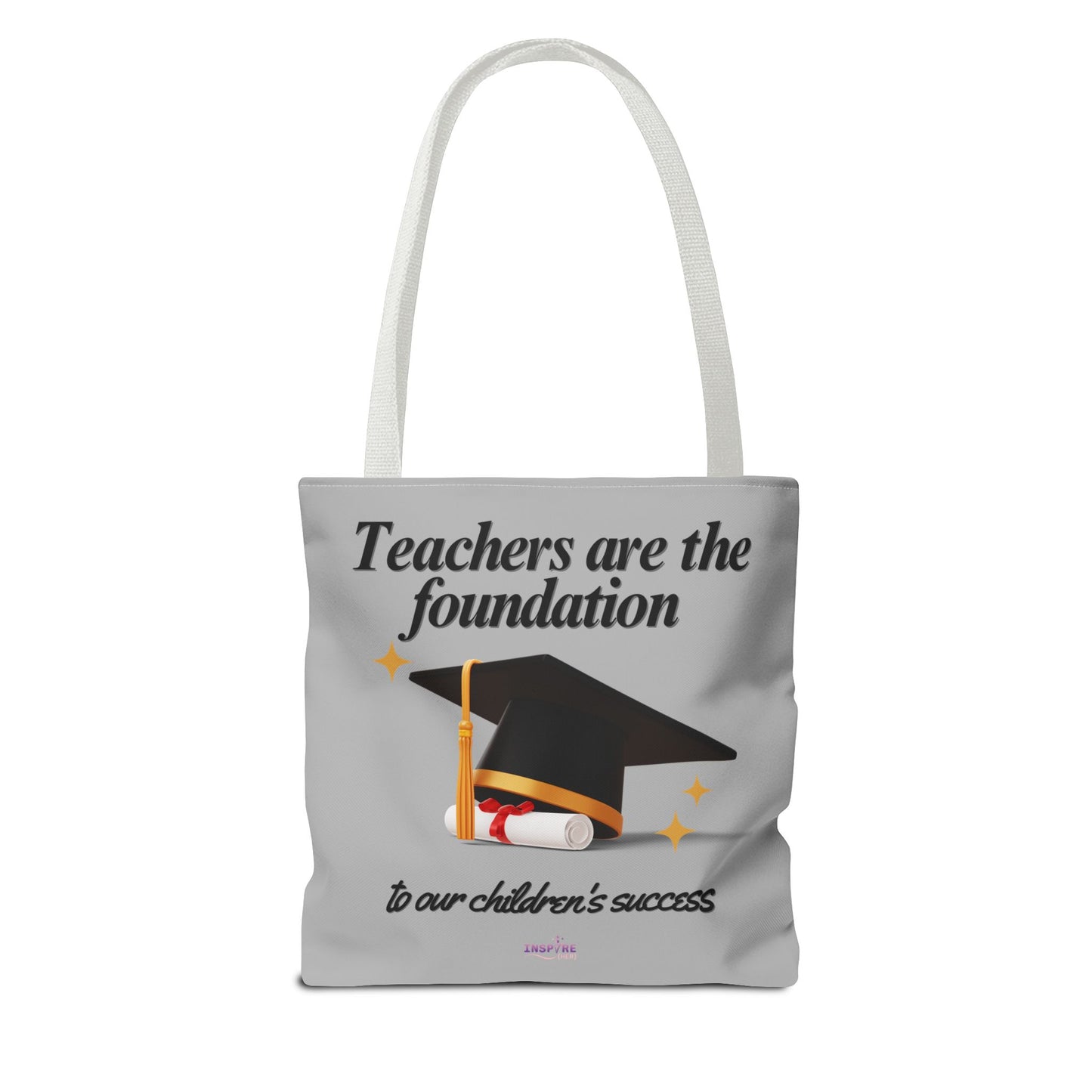 Teacher Tote Bag β Teachers Are the Foundation π Durable Custom Gift Tote with Color Handles, 3 Sizes Available