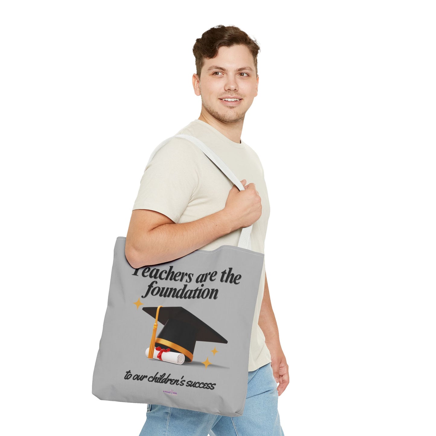 Teacher Tote Bag β Teachers Are the Foundation π Durable Custom Gift Tote with Color Handles, 3 Sizes Available