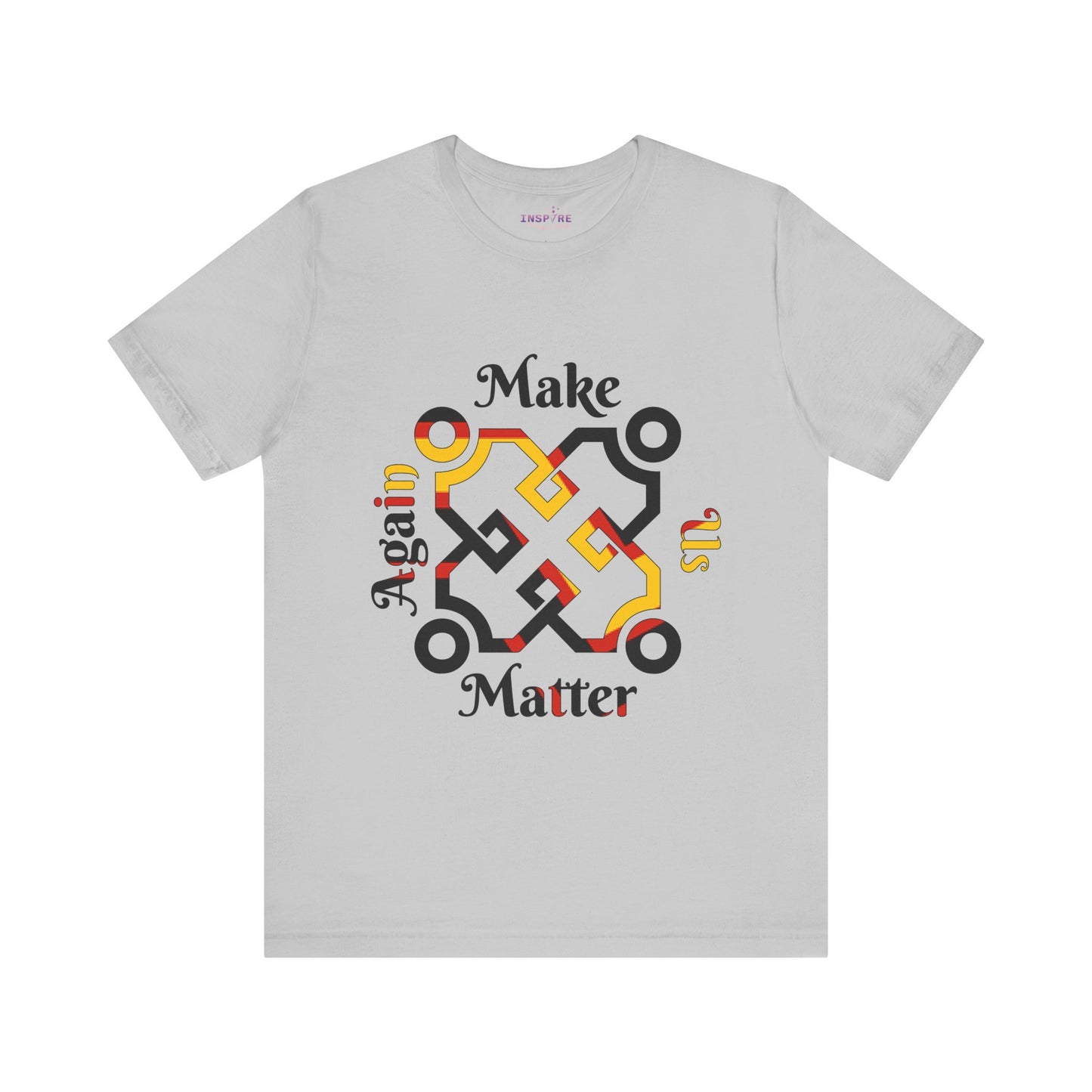 Make Us Matter Again Rubber Pride T-Shirt β Black, Red & Gold Chevron Flag Colors | Bold Latex/Fetish Identity Tee π€β€οΈπ