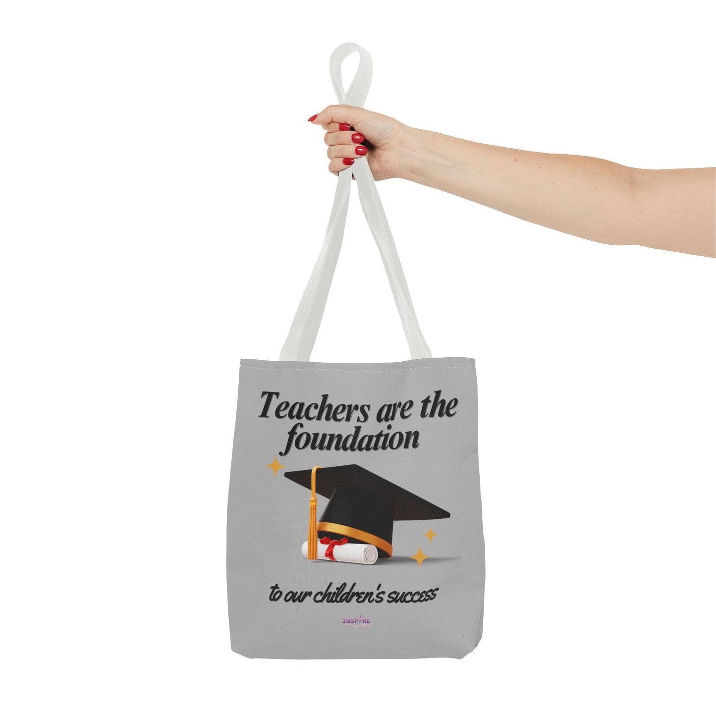 Teacher Tote Bag β Teachers Are the Foundation π Durable Custom Gift Tote with Color Handles, 3 Sizes Available
