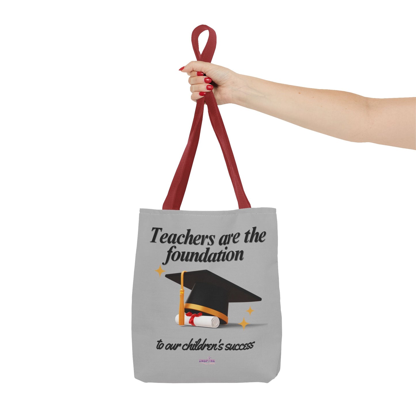 Teacher Tote Bag β Teachers Are the Foundation π Durable Custom Gift Tote with Color Handles, 3 Sizes Available