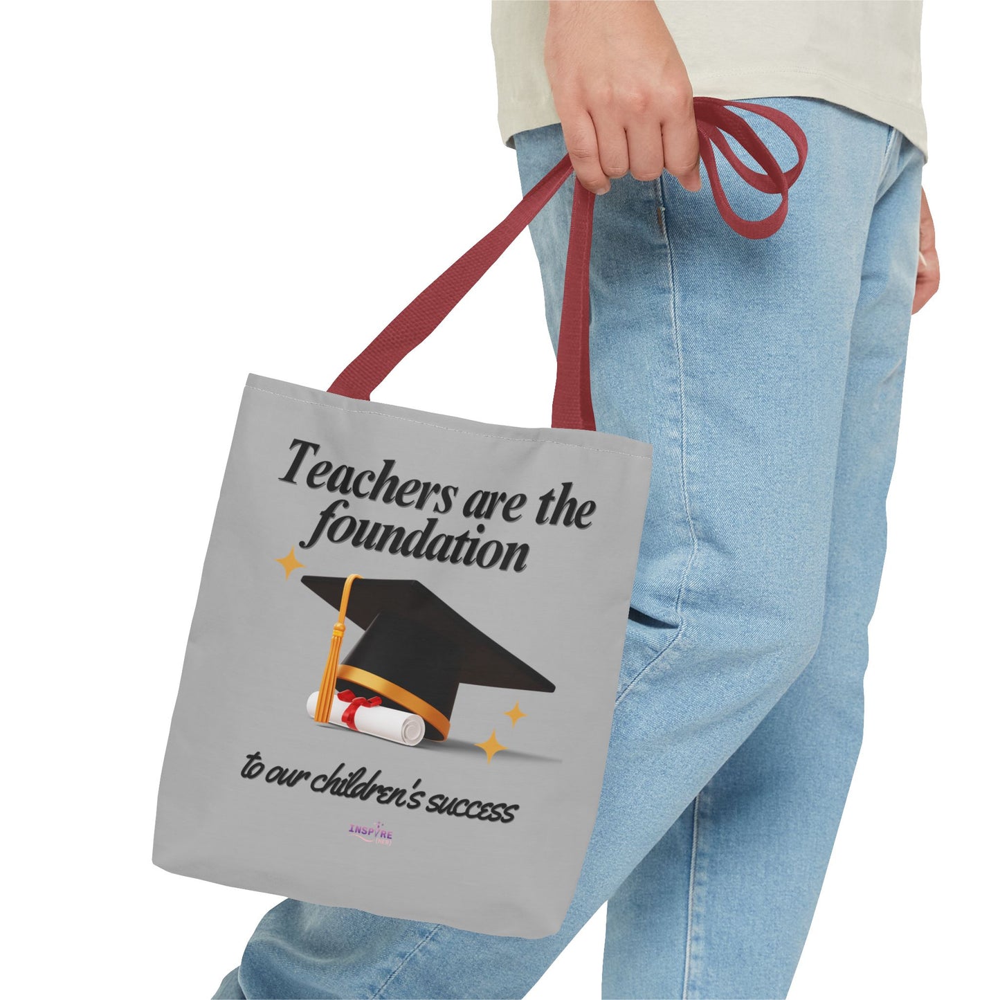 Teacher Tote Bag β Teachers Are the Foundation π Durable Custom Gift Tote with Color Handles, 3 Sizes Available