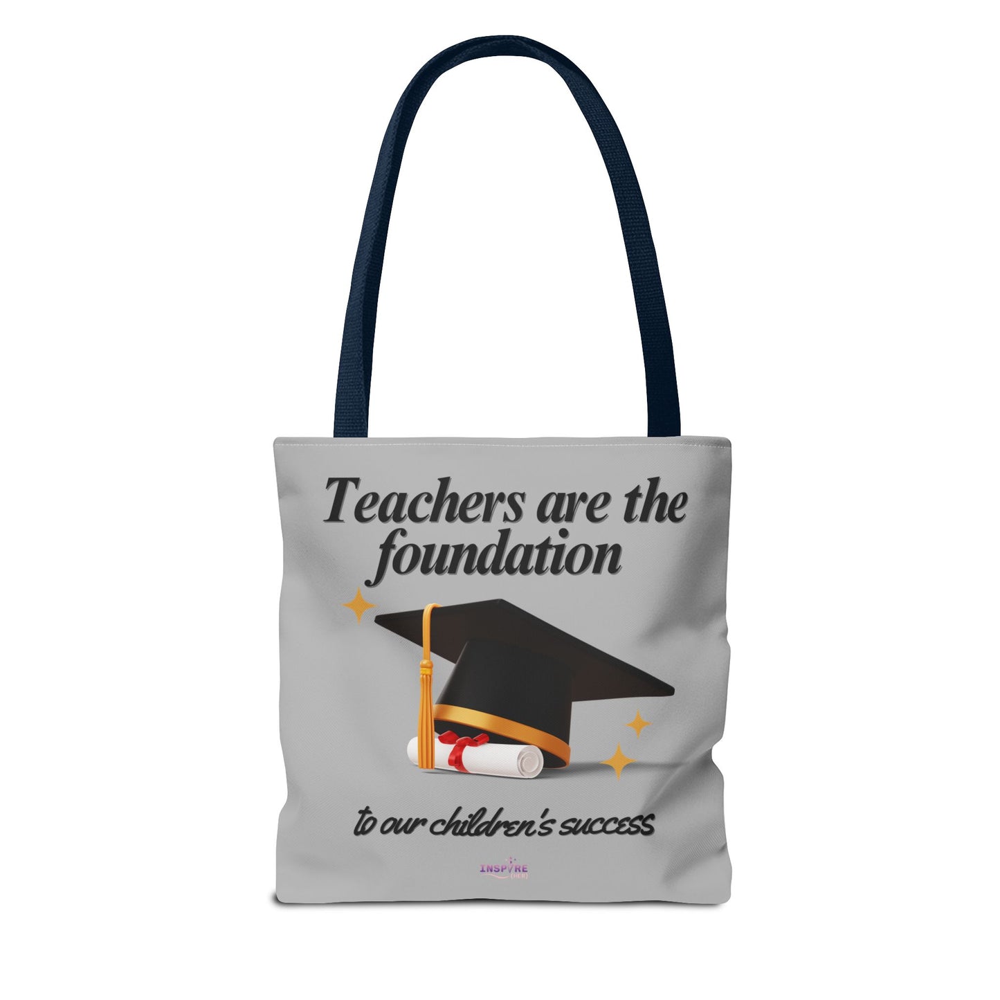 Teacher Tote Bag β Teachers Are the Foundation π Durable Custom Gift Tote with Color Handles, 3 Sizes Available