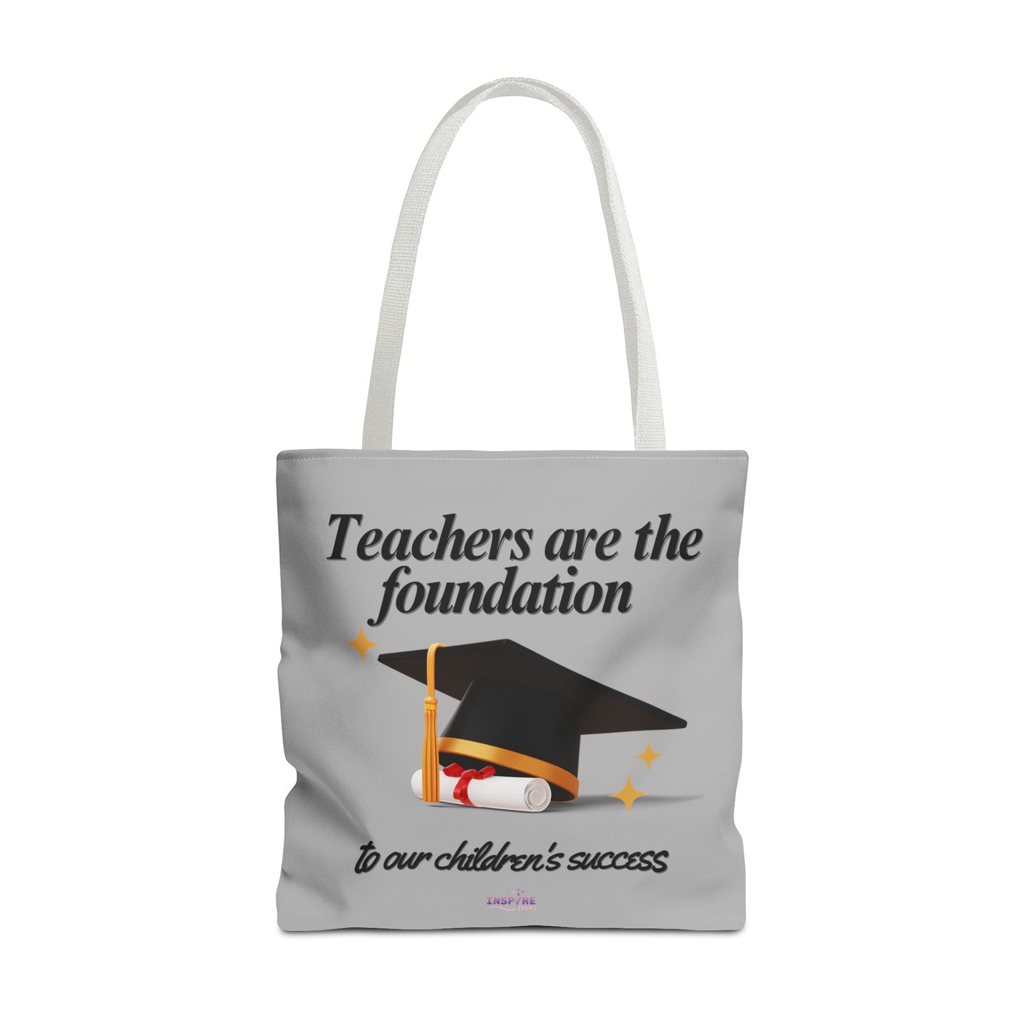 Teacher Tote Bag β Teachers Are the Foundation π Durable Custom Gift Tote with Color Handles, 3 Sizes Available