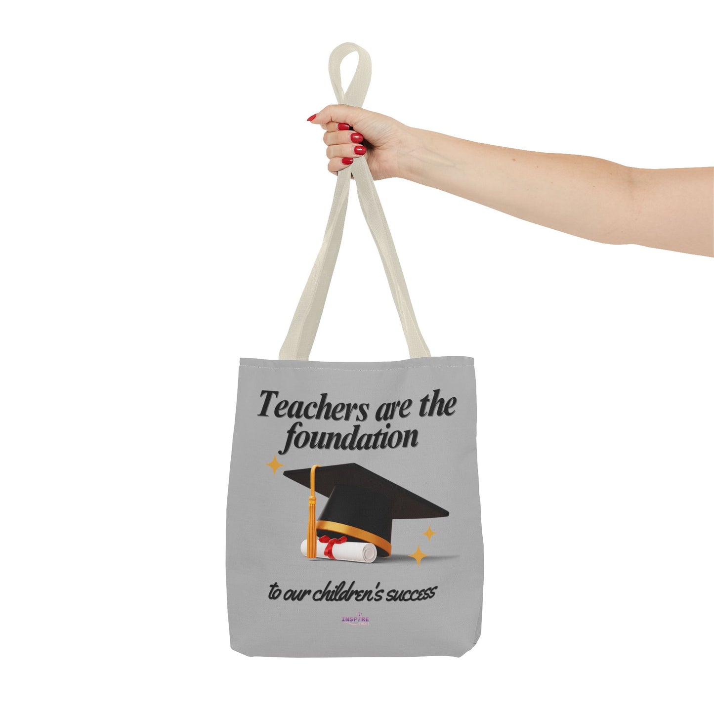 Teacher Tote Bag β Teachers Are the Foundation π Durable Custom Gift Tote with Color Handles, 3 Sizes Available