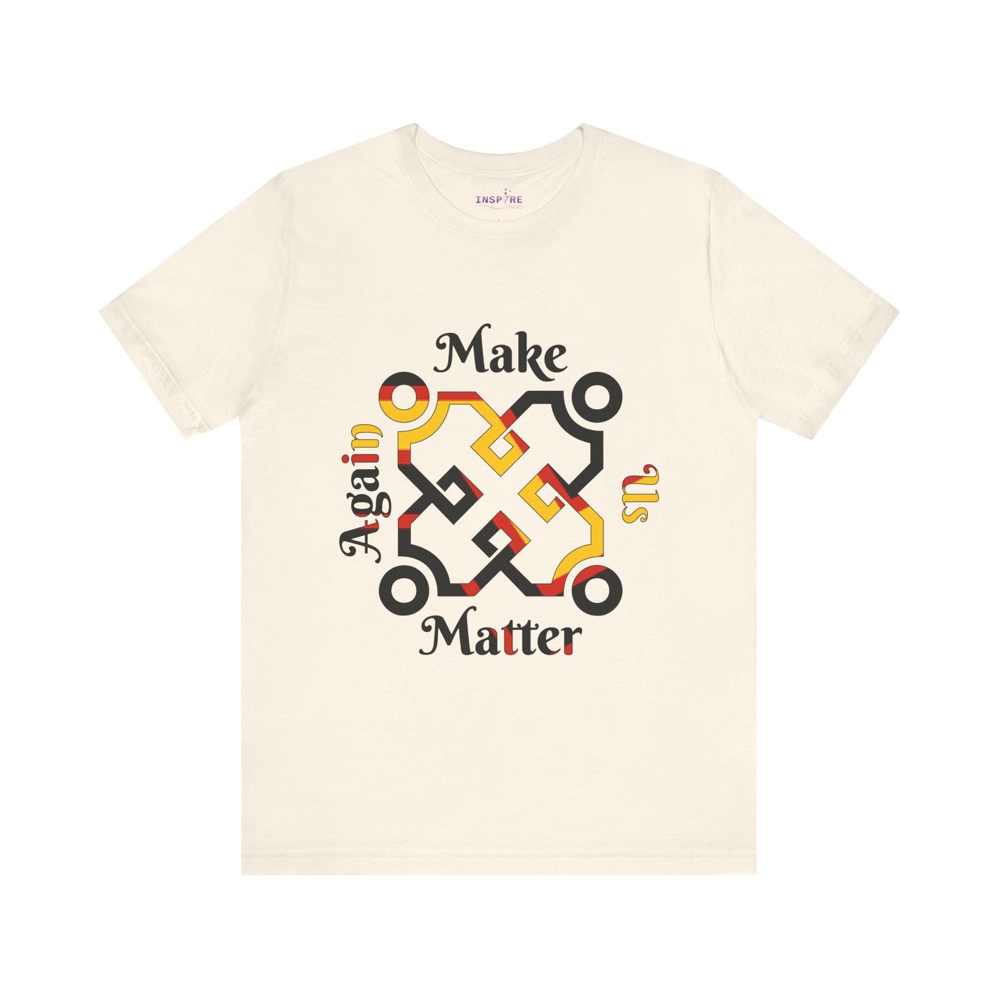 Make Us Matter Again Rubber Pride T-Shirt β Black, Red & Gold Chevron Flag Colors | Bold Latex/Fetish Identity Tee π€β€οΈπ