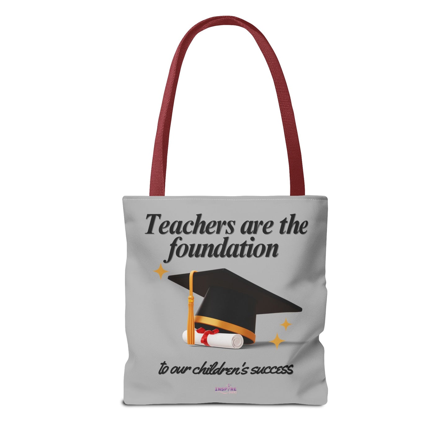 Teacher Tote Bag β Teachers Are the Foundation π Durable Custom Gift Tote with Color Handles, 3 Sizes Available
