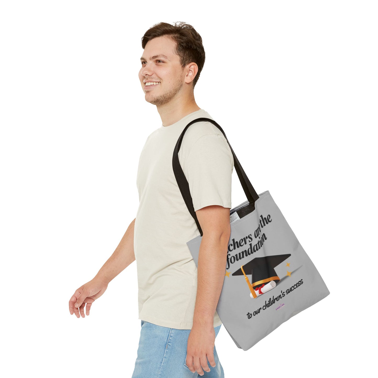 Teacher Tote Bag β Teachers Are the Foundation π Durable Custom Gift Tote with Color Handles, 3 Sizes Available