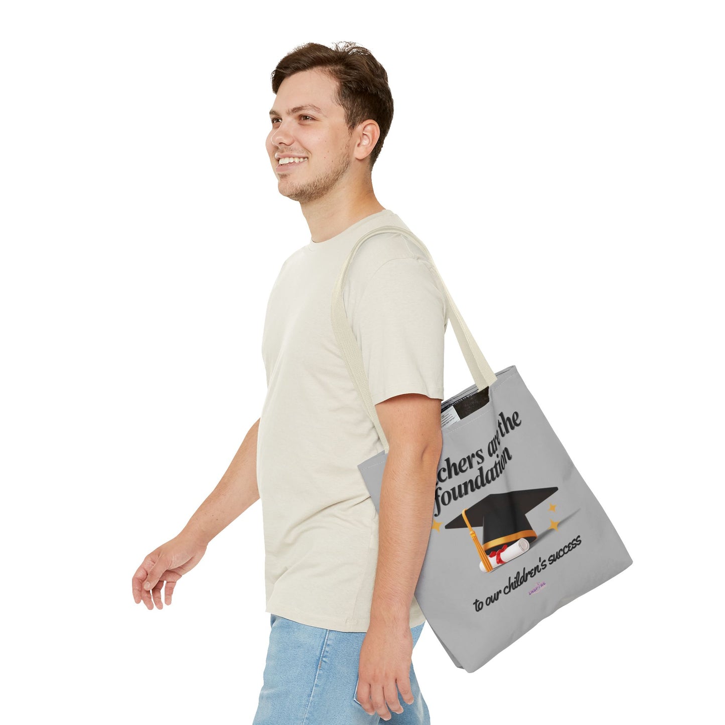 Teacher Tote Bag β Teachers Are the Foundation π Durable Custom Gift Tote with Color Handles, 3 Sizes Available