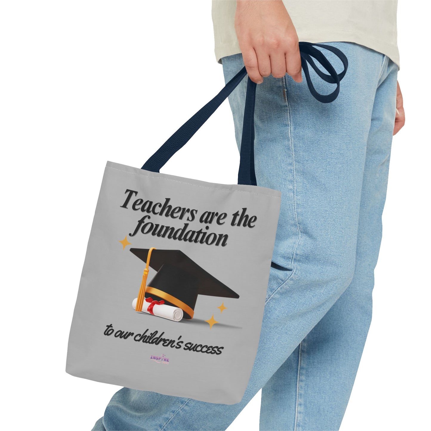Teacher Tote Bag β Teachers Are the Foundation π Durable Custom Gift Tote with Color Handles, 3 Sizes Available