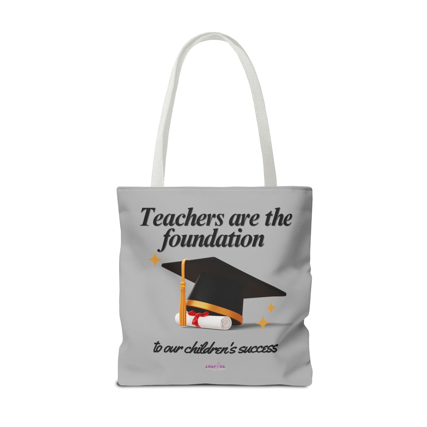 Teacher Tote Bag β Teachers Are the Foundation π Durable Custom Gift Tote with Color Handles, 3 Sizes Available