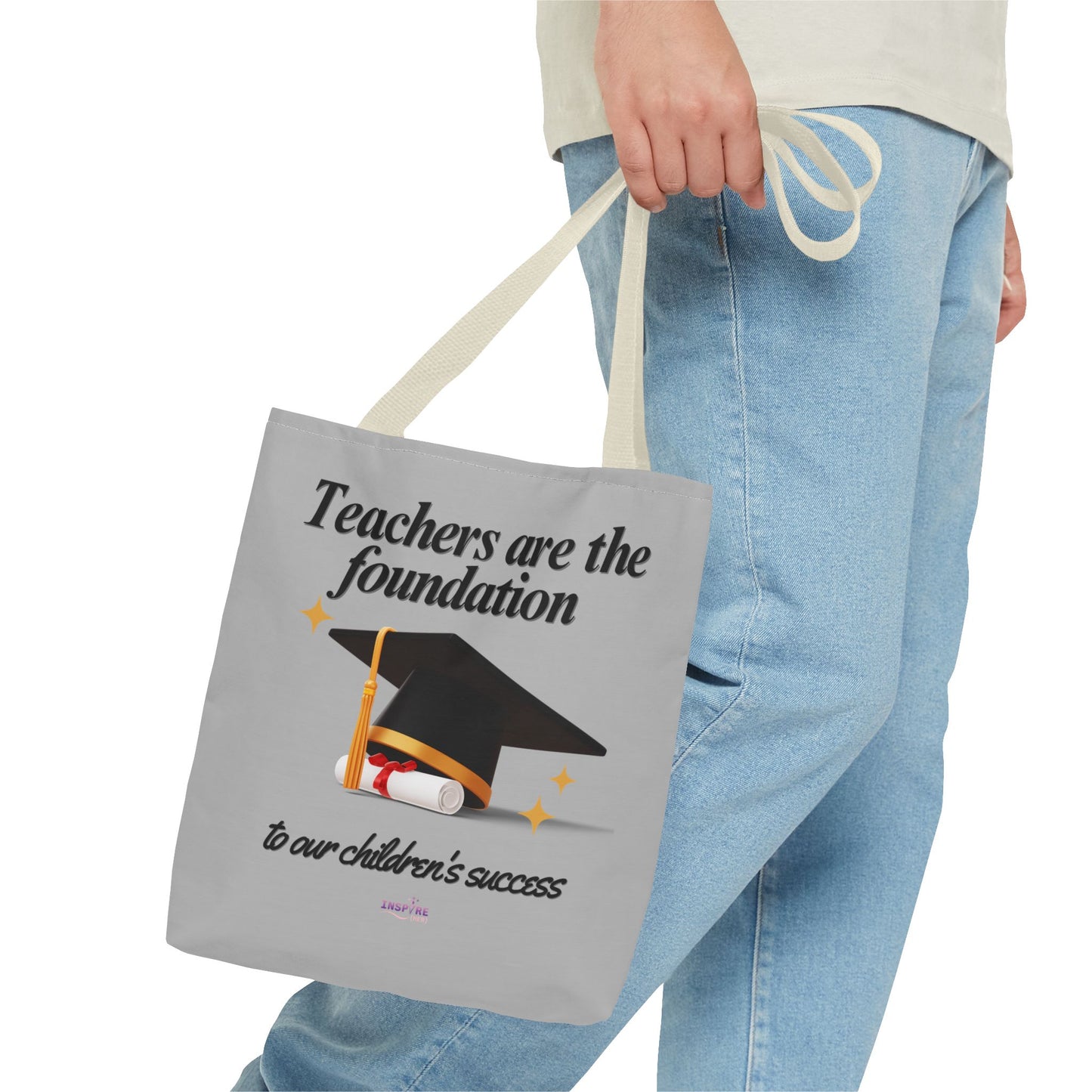 Teacher Tote Bag β Teachers Are the Foundation π Durable Custom Gift Tote with Color Handles, 3 Sizes Available