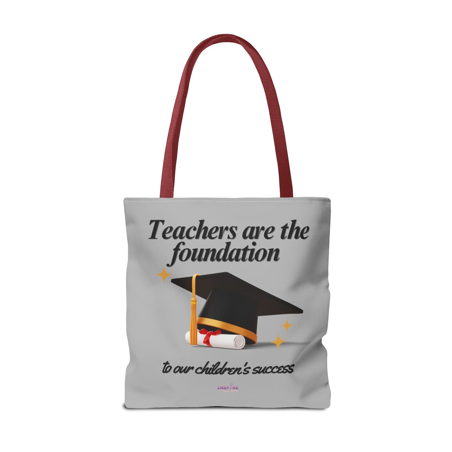 Teacher Tote Bag β Teachers Are the Foundation π Durable Custom Gift Tote with Color Handles, 3 Sizes Available