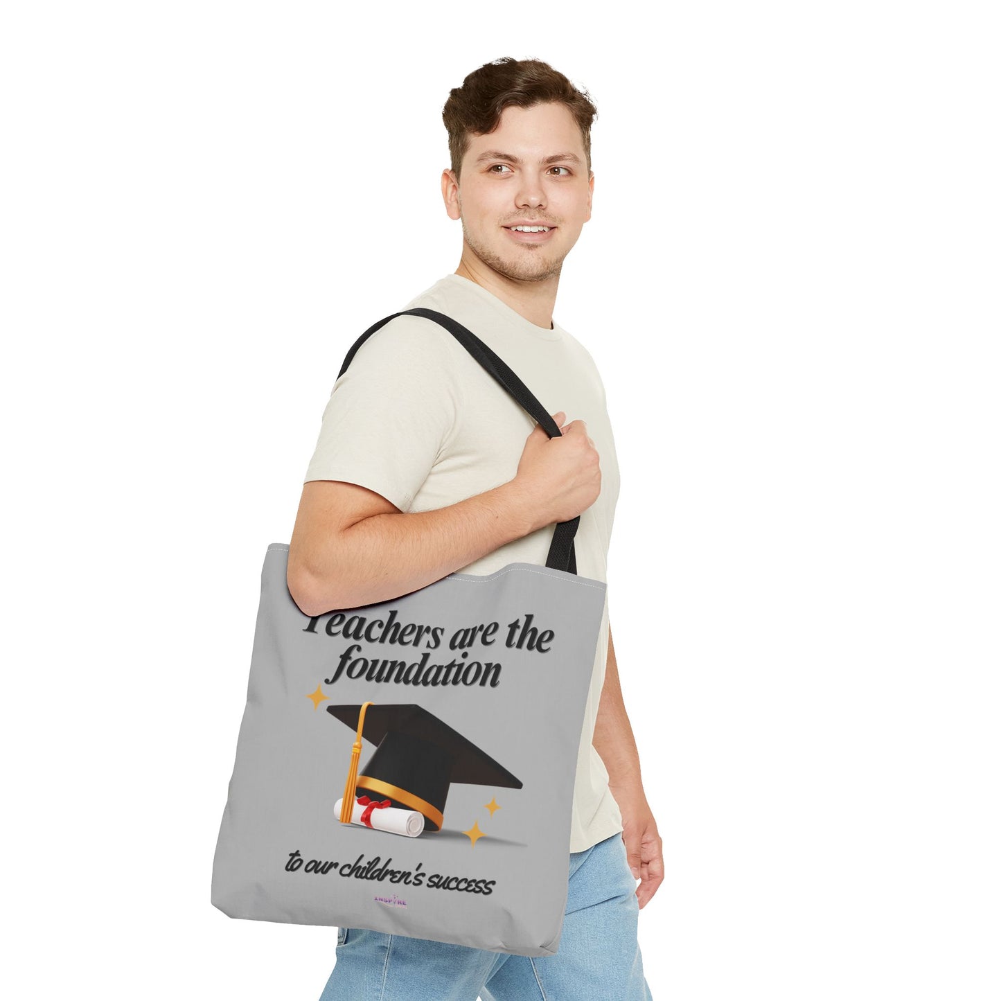 Teacher Tote Bag β Teachers Are the Foundation π Durable Custom Gift Tote with Color Handles, 3 Sizes Available
