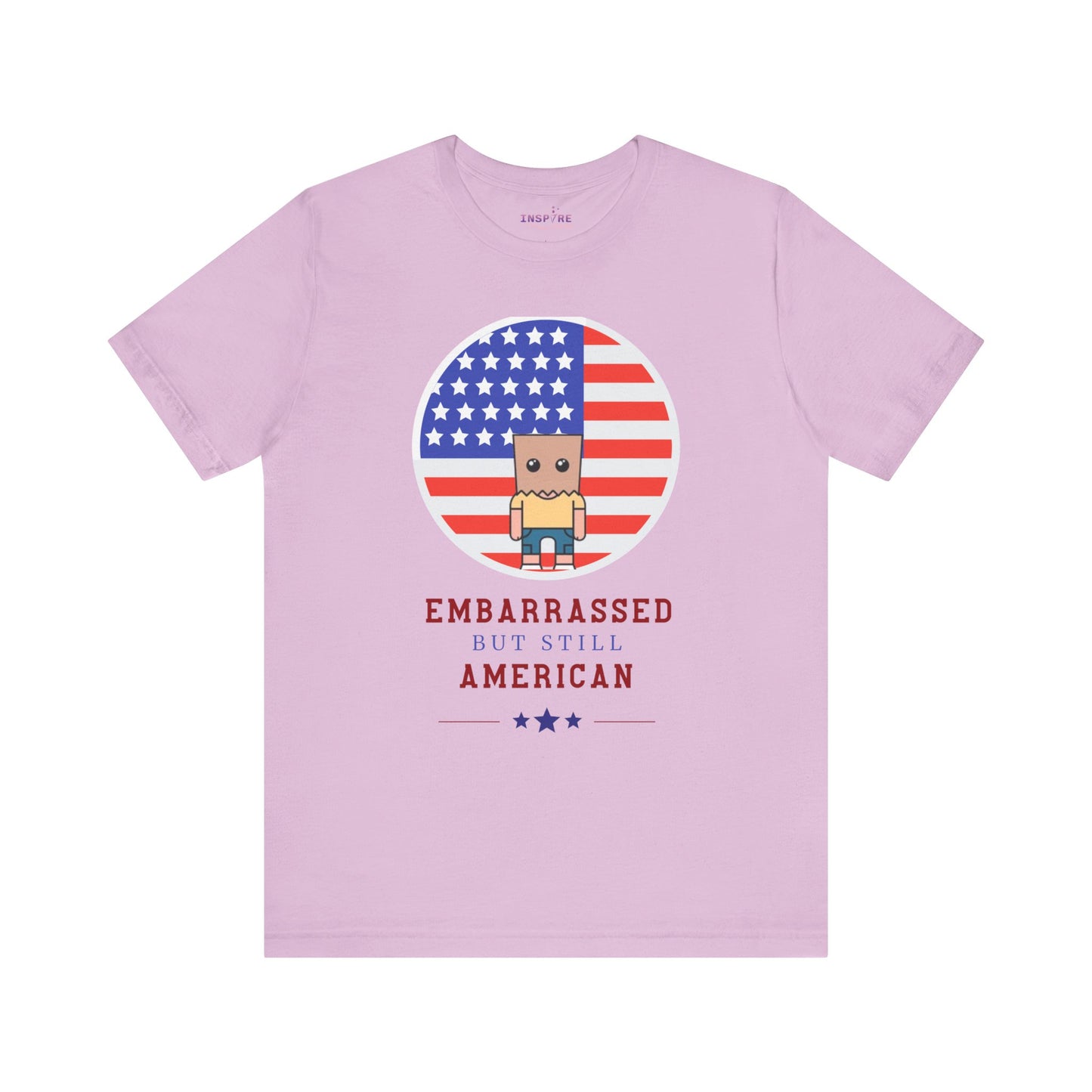 Embarrassed But Still American T-Shirt πΊπΈ Funny USA Graphic Tee β Super Soft Bella+Canvas 3001 Shirt