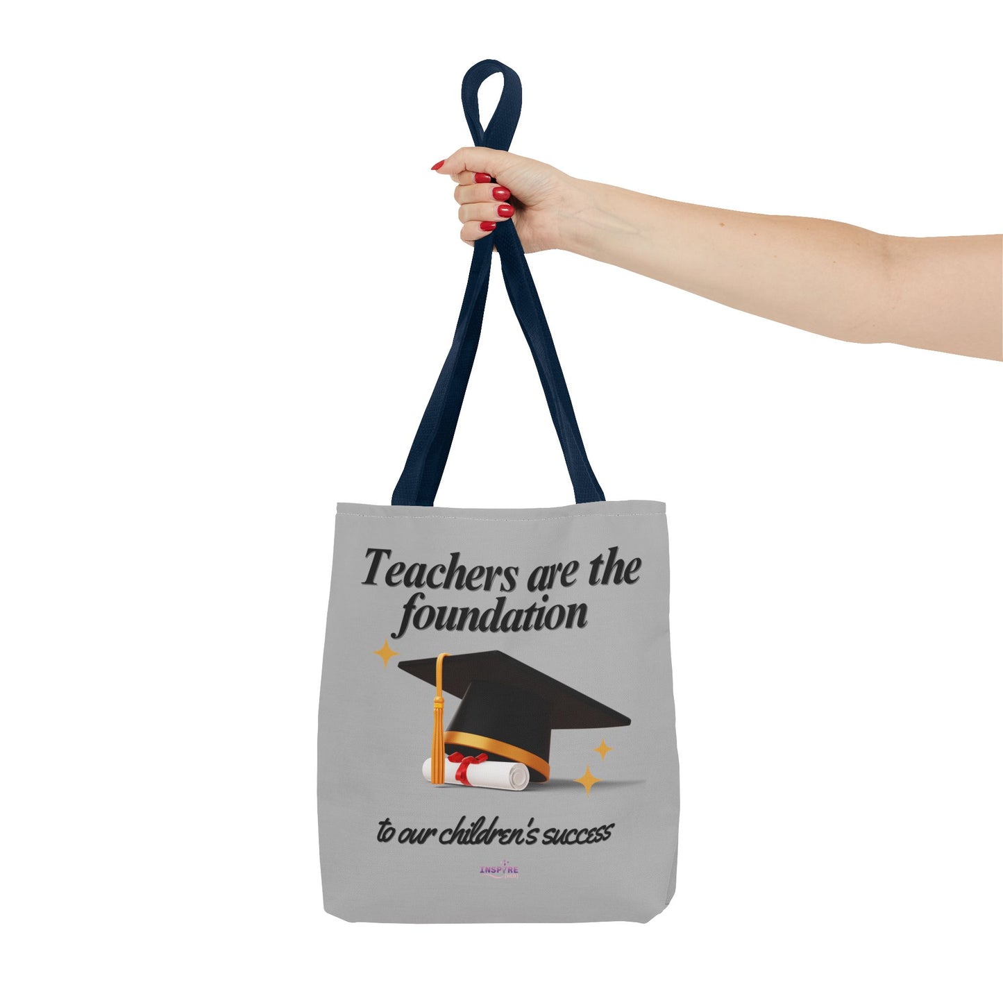 Teacher Tote Bag β Teachers Are the Foundation π Durable Custom Gift Tote with Color Handles, 3 Sizes Available