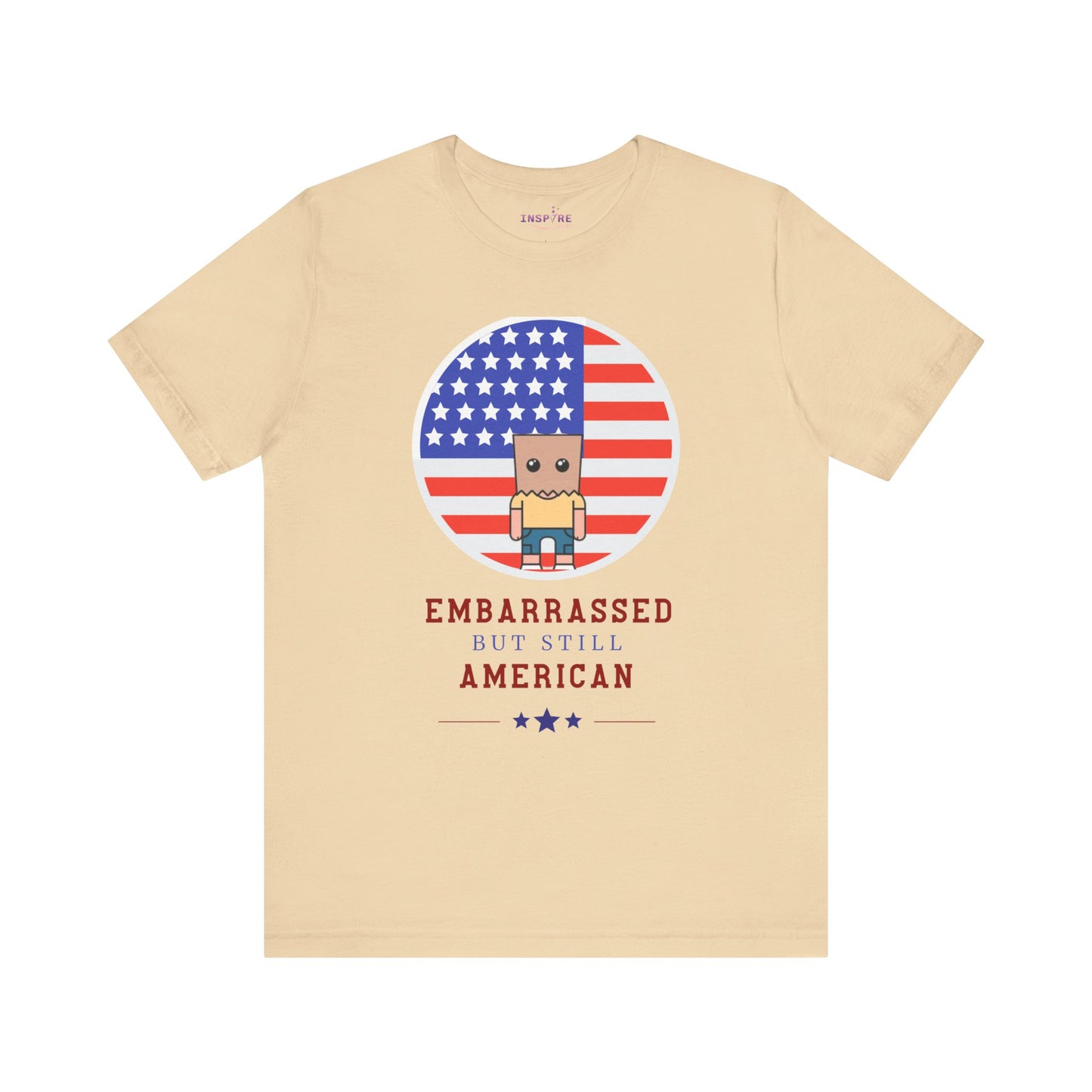 Embarrassed But Still American T-Shirt πΊπΈ Funny USA Graphic Tee β Super Soft Bella+Canvas 3001 Shirt