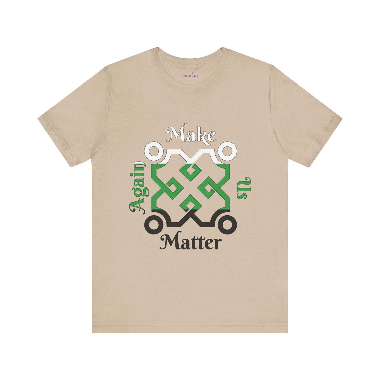 Make Us Matter Again Neutrois Pride T-Shirt – White, Green & Black Flag Colors | Bold, Empowering Gender-Neutral Identity Tee 🌈🤍💚🖤
