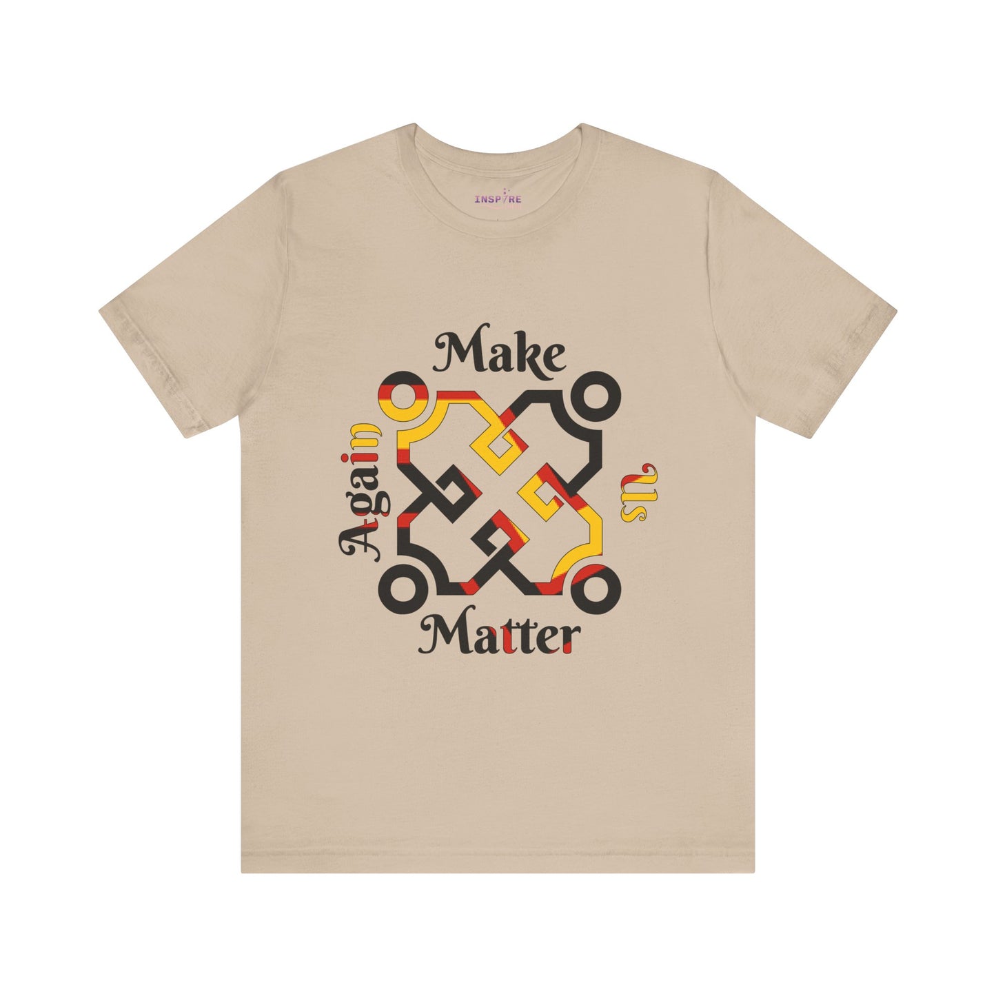Make Us Matter Again Rubber Pride T-Shirt – Black, Red & Gold Chevron Flag Colors | Bold Latex/Fetish Identity Tee 🖤❤️💛