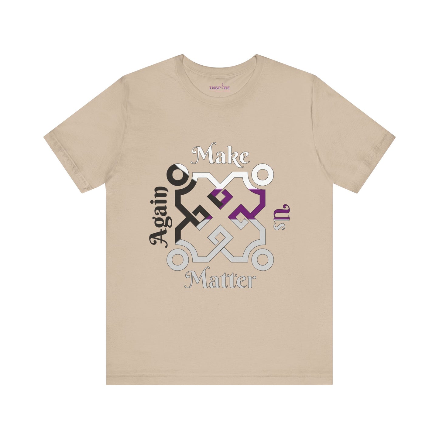 Make Us Matter Again Demisexual Pride T-Shirt – Black, Gray, White & Purple Flag Colors | Inclusive LGBTQ+ Tee for Emotion-Driven Connection 🖤🤍💜